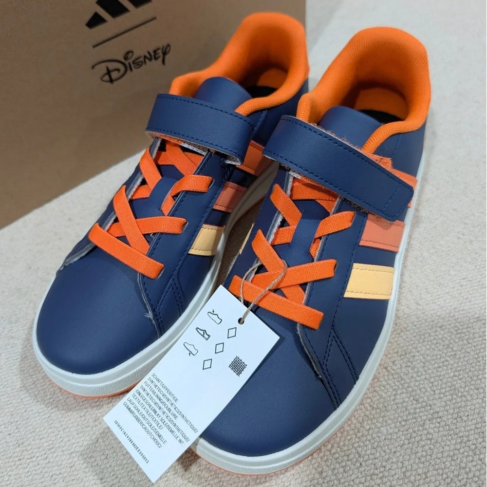 Adidas Disney Grand Court Mickey EL K Navy Orange Sneakers JS2345 Kids Size 5